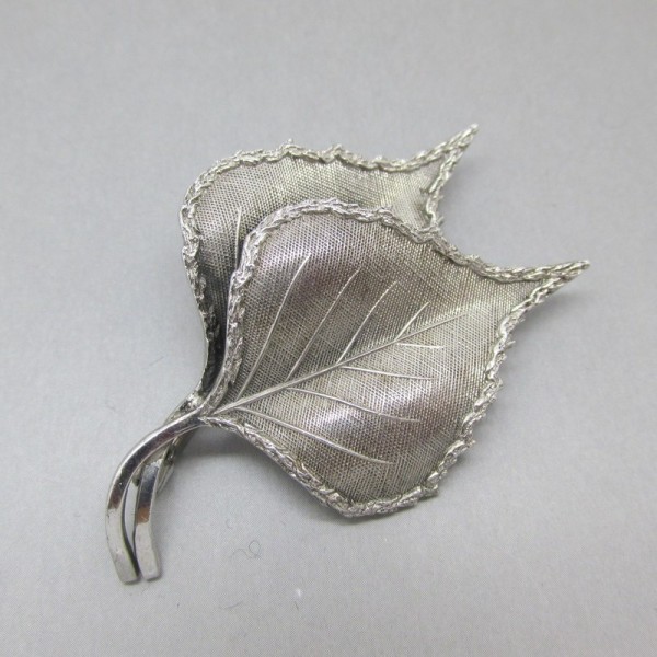 Sterling Silver Double Leaf BroochUK